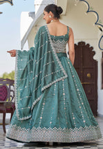 Load image into Gallery viewer, Sea Green Silk Lehenga Choli
