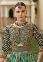 Load image into Gallery viewer, Sea Green Silk Long Anarkali Suit
