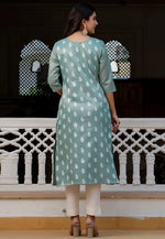 Load image into Gallery viewer, Sea Green Silk Long Kurti
