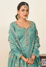 Load image into Gallery viewer, Sea Green Silk Pakistani Suit
