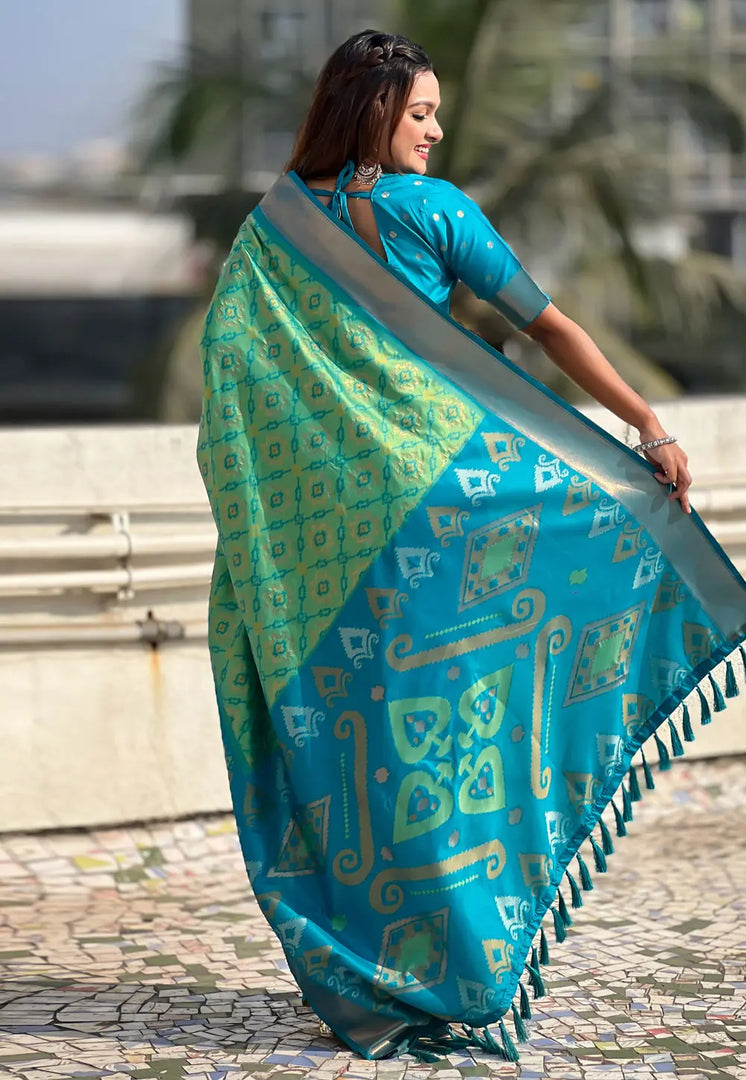 Sea Green Silk Patola Saree