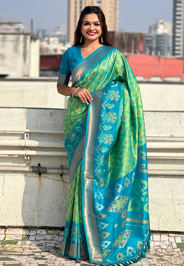 Sea Green Silk Patola Saree