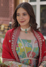 Load image into Gallery viewer, Sea Green Silk Readymade Anarkali Suit
