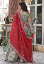 Load image into Gallery viewer, Sea Green Silk Readymade Anarkali Suit
