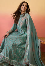 Load image into Gallery viewer, Sea Green Silk Readymade Palazzo Suit
