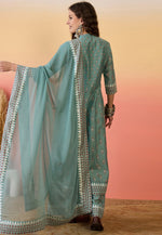 Load image into Gallery viewer, Sea Green Silk Readymade Palazzo Suit
