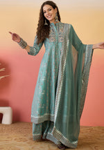 Load image into Gallery viewer, Sea Green Silk Readymade Palazzo Suit
