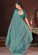 Load image into Gallery viewer, Sea Green Silk Saree With Blouse
