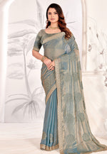 Load image into Gallery viewer, Sea Green Silk Saree With Blouse
