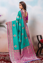 Load image into Gallery viewer, Sea Green Silk Saree With Blouse
