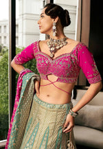 Load image into Gallery viewer, Sea Green Silk Wedding Lehenga Choli

