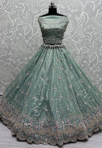 Load image into Gallery viewer, Sea Green Silk Wedding Lehenga Choli
