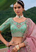 Load image into Gallery viewer, Sea Green Silk Wedding Lehenga Choli
