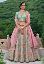 Load image into Gallery viewer, Sea Green Silk Wedding Lehenga Choli

