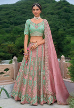Load image into Gallery viewer, Sea Green Silk Wedding Lehenga Choli
