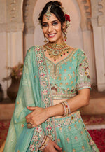 Load image into Gallery viewer, Sea Green Tissue Circular Lehenga Choli
