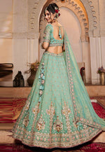 Load image into Gallery viewer, Sea Green Tissue Circular Lehenga Choli
