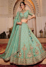 Load image into Gallery viewer, Sea Green Tissue Circular Lehenga Choli

