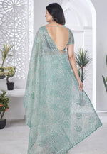 Load image into Gallery viewer, Sea Green Tissue Saree With Blouse
