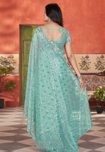 Load image into Gallery viewer, Sea Green Tissue Sequence Saree

