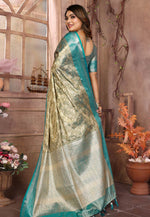Load image into Gallery viewer, Sea Green Tissue Silk Saree With Blouse
