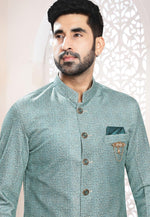 Load image into Gallery viewer, Sea Green Velvet Indo Western Suit
