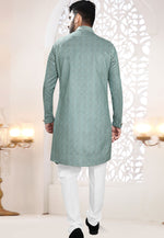 Load image into Gallery viewer, Sea Green Velvet Indo Western Suit
