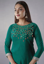 Load image into Gallery viewer, Sea Green Velvet Readymade Pant Style Suit
