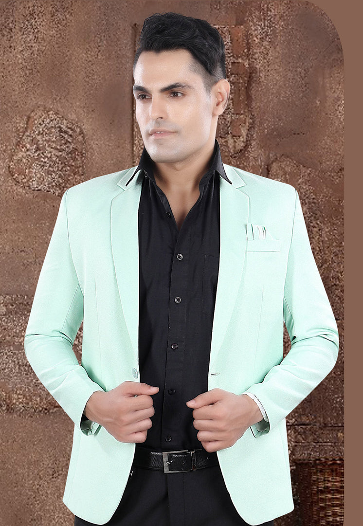 Sea Green Viscose Blazer With Pant