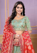 Load image into Gallery viewer, Sea Green Viscose Circular Lehenga Choli
