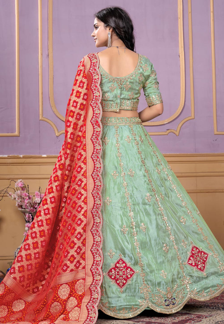 Sea Green Viscose Circular Lehenga Choli