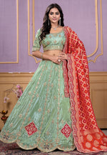 Load image into Gallery viewer, Sea Green Viscose Circular Lehenga Choli
