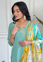 Load image into Gallery viewer, Sea Green Viscose Readymade Pant Style Suit
