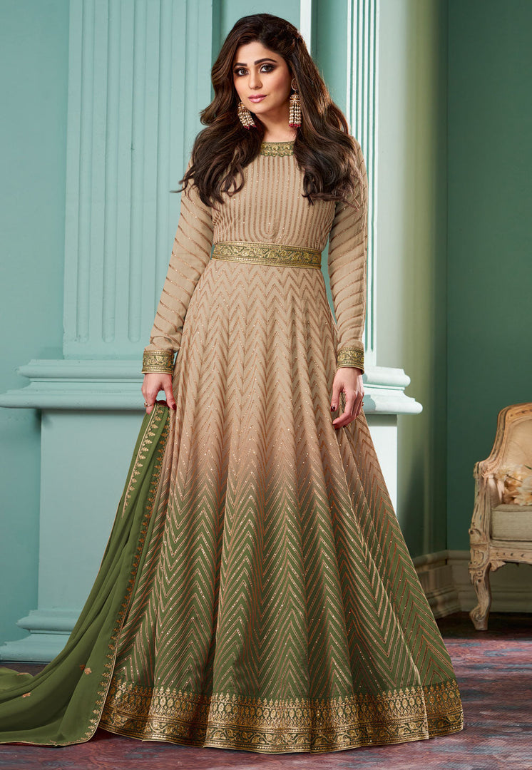 Shamita Shetty Mehndi Georgette Anarkali Suit