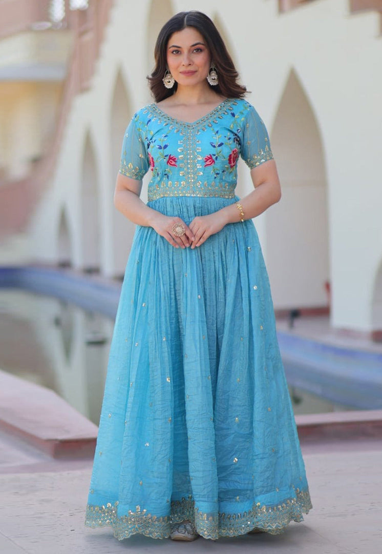 Sky Blue Art Silk Gown