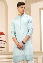 Load image into Gallery viewer, Sky Blue Art Silk Kurta Pajama
