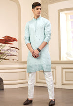Load image into Gallery viewer, Sky Blue Art Silk Kurta Pajama
