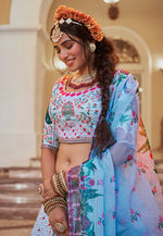 Load image into Gallery viewer, Sky Blue Art Silk Lehenga Choli
