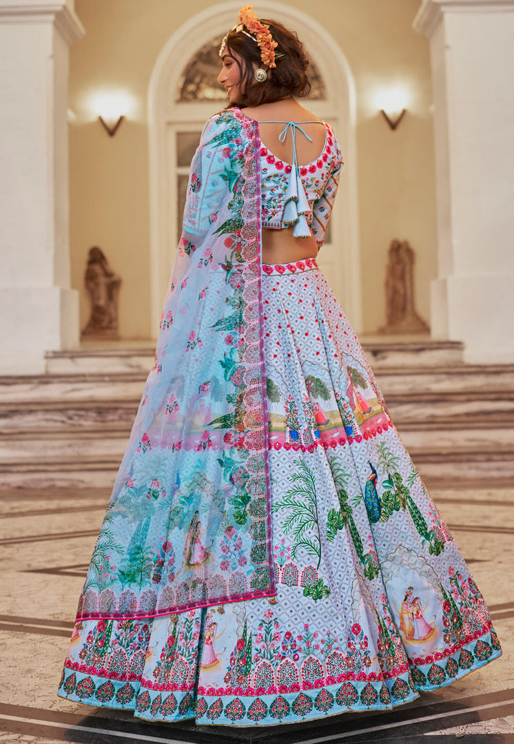 Sky Blue Art Silk Lehenga Choli