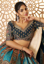 Load image into Gallery viewer, Sky Blue Banarasi Silk Circular Lehenga Choli
