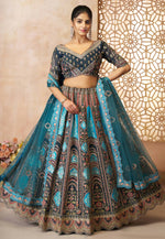 Load image into Gallery viewer, Sky Blue Banarasi Silk Circular Lehenga Choli

