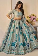 Load image into Gallery viewer, Sky Blue Banarasi Silk Lehenga Choli
