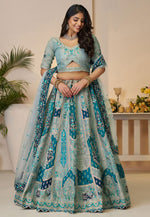 Load image into Gallery viewer, Sky Blue Banarasi Silk Lehenga Choli
