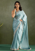 Load image into Gallery viewer, Sky Blue Chiffon Saree With Blouse
