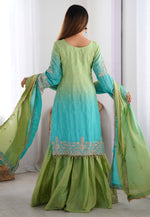 Load image into Gallery viewer, Sky Blue Chinon Silk Readymade Gharara Suit
