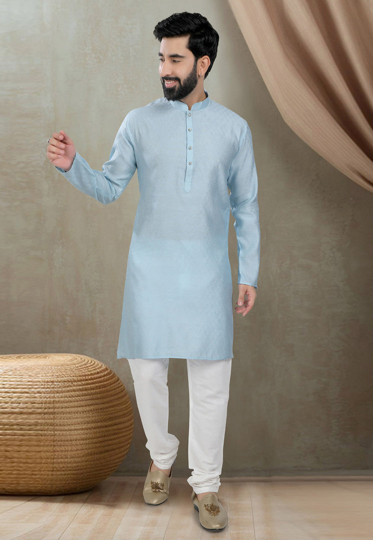 Sky Blue Cotton Kurta Pajama