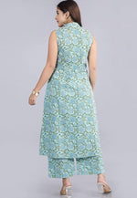 Load image into Gallery viewer, Sky Blue Cotton Kurta Set With Palazzo
