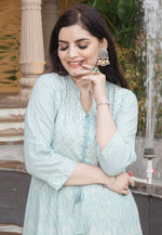 Load image into Gallery viewer, Sky Blue Cotton Kurta Set With Pant
