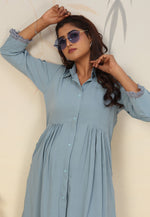 Load image into Gallery viewer, Sky Blue Cotton Kurta Set With Pant
