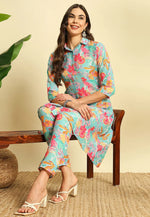 Load image into Gallery viewer, Sky Blue Cotton Kurta Set With Pent
